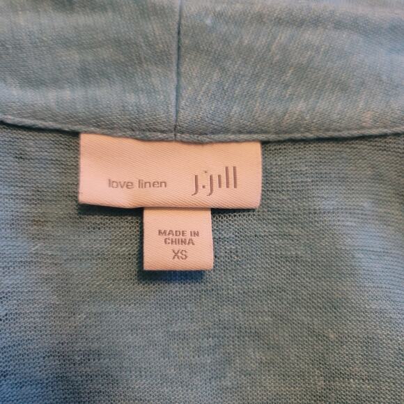 J. Jill Vacation Cruise Baby Blue Linen Open Lightweight Cardigan XS - Picture 3 of 3